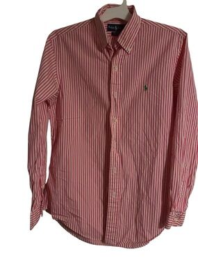 Ralph Lauren Custom Fit Stripe Button Shirt Men's S Green Pony Polo size Medium